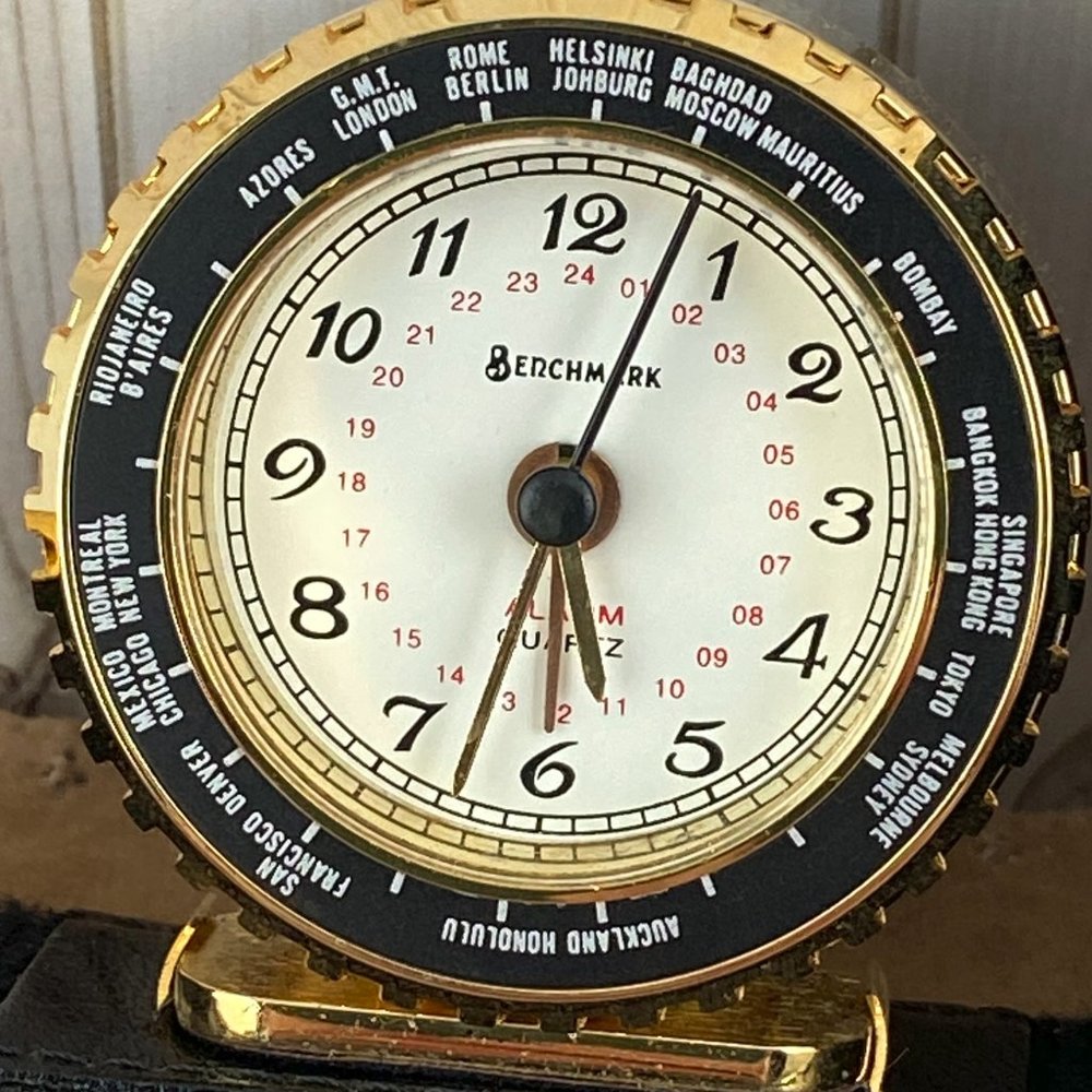 Vintage Berchmark World Time Travel Alarm Clock Quartz